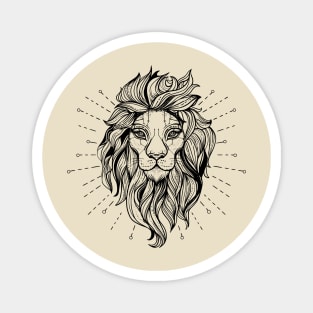 Lion portrait in geometric tattoo style with dots and circle shapes Magnet